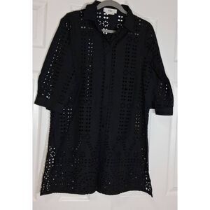 Love bonito womens medium eyelet black dress cotton sheer